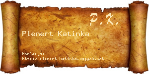 Plenert Katinka névjegykártya